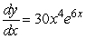 Answer true or false. If y = x<sup>5</sup>e<sup>6</sup><sup>x</sup> ,  