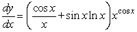 Answer true or false. If y = x<sup>cos</sup> <sup>x</sup>,  