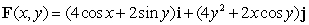 Determine whether   is conservative. If it is, find a potential function for it.( K is an arbitrary constant.)  A)    B)    C)    D)    E)  Not conservative