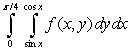 Sketch R and express   as an equivalent double integral with order of integration reversed.