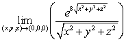 Evaluate the limit   by converting to spherical coordinates   ,and observe that   if and only if   , since   .