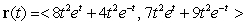 Let   . Find the equation of the line tangent to the graph of   at the point when   . Write your answer using parametric equations.