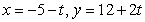 Lines   and   are A)  intersecting at one point, but not perpendicular B)  skew C)  parallel D)  perpendicular E)  the same line
