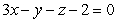 Find the equation of the plane that contains   and   and is parallel to the line of intersection of the planes   and   .