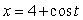 Sketch and identify the curve     for   by eliminating the parameter t and label the direction of increasing t.