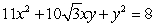 Rotate the coordinates to remove the xy-term. Then, name the conic.   A)  circle B)  hyperbola C)  ellipse D)  parabola