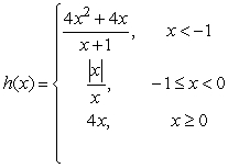Given   , determine if h is continuous at 0.