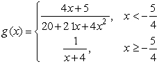 Given   , determine if g is continuous at x =   .