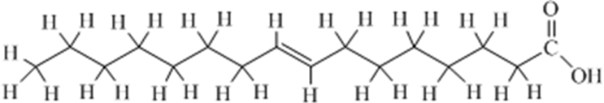 Which of the following best describes this molecule?   A) saturated fatty acid B) cis unsaturated fatty acid C) trans unsaturated fatty acid D) nucleic acid E) protein