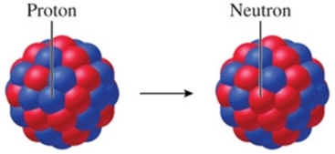 Identify the particle emitted by the nucleus that undergoes the transformation shown in the figure.   A) an alpha particle B) a beta particle (electron)  C) a positron D) a gamma ray E) a neutron