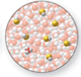 The image shows a molecular-level representation of part of a solution after HF is dissolved in water.(Besides water, there are 6 HF molecules, 1 H<sub>3</sub>O<sup>+</sup> ion, and 1 F<sup>-</sup> ion present in the solution.)  Which of the following best describes HF?   A) strong acid B) strong base C) weak acid D) weak base E) amphoteric