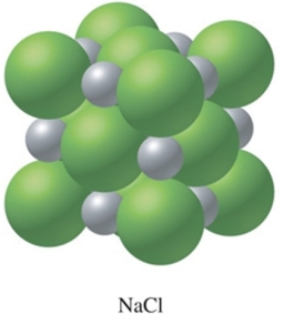 Identify the type of solid shown in the image.   A) metallic B) ionic C) network D) nonpolar molecular E) polar molecular