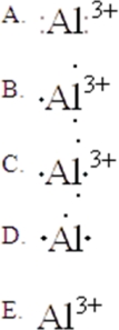 The Lewis symbol for Al<sup>3+</sup> is:   A) A B) B C) C D) D E) E