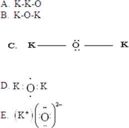 Draw the Lewis symbol for K<sub>2</sub>O.   A) A B) B C) C D) D E) E