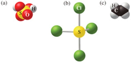Which of the following sets of formulas is correct for the molecules in the figure?   A) H<sub>2</sub>SO<sub>3</sub>, SCl<sub>4</sub>, C<sub>2</sub>H<sub>4</sub><sub> </sub> B) H<sub>2</sub>SO<sub>3</sub>, SCl<sub>3</sub>, C<sub>2</sub>H<sub>4</sub><sub> </sub> C) H<sub>2</sub>SO<sub>4</sub>, SCl<sub>3</sub>, C<sub>2</sub>H<sub>4</sub><sub> </sub> D) H<sub>2</sub>SO<sub>4</sub>, SCl<sub>4</sub>, CH<sub>4</sub><sub> </sub> E) H<sub>2</sub>SO<sub>4</sub>, SCl<sub>4</sub>, C<sub>2</sub>H<sub>4</sub><sub> </sub>