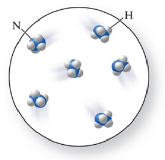 The molecular formula of the molecules in the figure is:   A) NH<sub>4</sub><sub> </sub> B) N<sub>2</sub>H<sub>4</sub><sub> </sub> C) NH<sub>3</sub><sub> </sub> D) N<sub>2</sub>H<sub>3</sub><sub> </sub> E) N<sub>4</sub>H<sub>2</sub><sub> </sub>