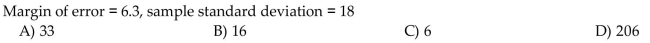 Find an estimate of the sample size needed to obtain the specified margin of error for the 95% confidence interval of a population mean.