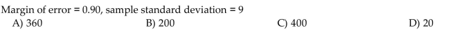 Find an estimate of the sample size needed to obtain the specified margin of error for the 95% confidence interval of a population mean.
