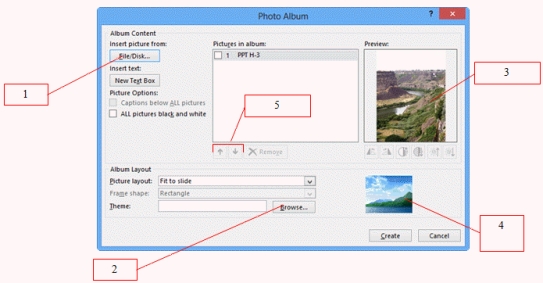   -In the accompanying figure,which number identifies the current picture layout? A)  2 B)  3 C)  4 D)  5