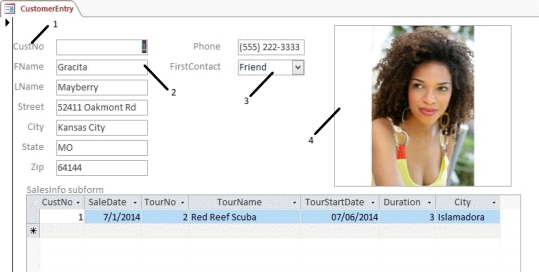   -Explain why a text box rather than a combo box is the best choice for the FName and LName data fields shown in the accompanying figure.