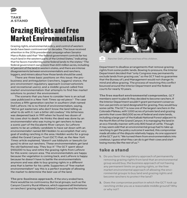   Explain the political tension between those who advocate for economic growth and those who prioritize environmental protection.