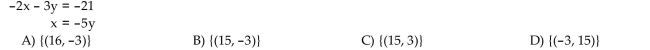 Solve the system of equations by the substitution method.