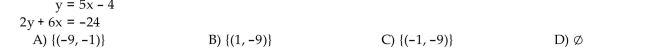 Solve the system of equations by the substitution method.