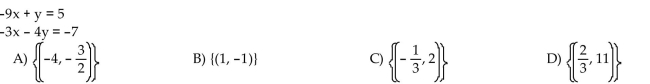 Solve the system of equations by the substitution method.