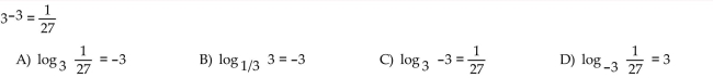 Write the equation in its equivalent logarithmic form.