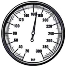 The measurement on this sphygmomanometer gauge is ________ mm Hg.  