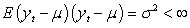 Three characteristics of a weakly stationary process are (I)    (II)    (III)      What do the mathematical expressions I, II and III imply? A)  Constant variance, constant mean and constant autocovariance, respectively B)  Constant autocovariance structure, constant mean and constant variance, respectively C)  Constant mean, constant autocorrelation and constant autocovariance, respectively D)  Constant mean, constant variance and constant autocovariance structure, respectively Use the following to answer questions 19 and 20. Suppose that you have estimated the first five autocorrelation coefficients using a series of length 81 observations and found them to be  