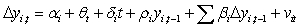 To test for unit roots in panel data, Levin, Lin and Chu (2002)  develop a test based on the equation . What is the appropriate null hypothesis for this test?   A)    B)    C)    D)   