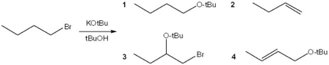 What is the major organic product obtained from the following reaction?    A)  1 B)  2 C)  3 D)  4