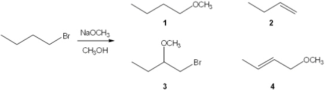 What is the major organic product obtained from the following reaction?   A)  1 B)  2 C)  3 D)  4
