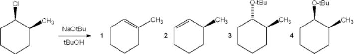What is the major organic product obtained from the following reaction?   A)  1 B)  2 C)  3 D)  4