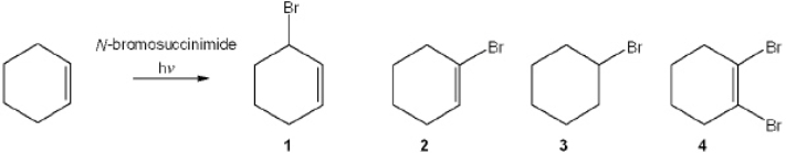 What is the major organic product obtained from the following reaction?   A)  1 B)  2 C)  3 D)  4