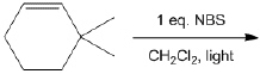 What is the structure of all of the monobrominated products, including regioismers and stereoisomers, obtained from the following reaction?   