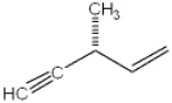 What is the IUPAC name for the following compound?   A)  (R) -3-methyl-1-penten-4-yne B)  (S) -3-methyl-1-penten-4-yne C)  (R) -4-methyl-4-penten-1-yne D)  (S) -4-methyl-4-penten-1-yne