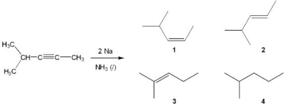 What is the major organic product obtained from the following reaction?   A)  1 B)  2 C)  3 D)  4