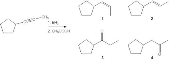 <strong>What is the major organic product obtained from the following reaction?  </strong> A) 1 B) 2 C) 3 D) 4 <div style=padding-top: 35px> 
