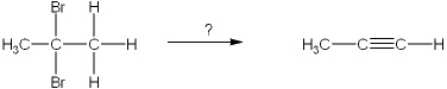 What is the best choice of reagent(s)  to perform the following transformation?   A)  H<sub>2</sub>O; H<sub>2</sub>SO<sub>4</sub> B)  1. 3 moles of NaNH<sub>2</sub>; 2. H<sub>3</sub>O<sup>+</sup> C)  KMnO<sub>4</sub>, NaOH, H<sub>2</sub>O D)  Zn