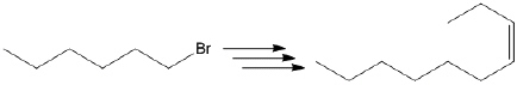 Outline how one might achieve the following transformation, showing reagents and the isolated intermediates in the synthetic scheme.   