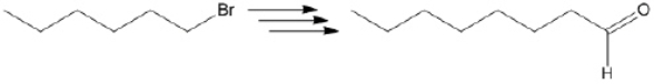 Outline how one might achieve the following transformation, showing reagents and the isolated intermediates in the synthetic scheme.   