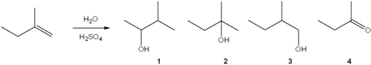 What is the major organic product obtained from the following reaction?   A)  1 B)  2 C)  3 D)  4
