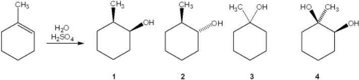What is the major organic product obtained from the following reaction?   A)  1 B)  2 C)  3 D)  4