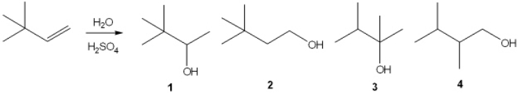 What is the major organic product obtained from the following reaction?   A)  1 B)  2 C)  3 D)  4