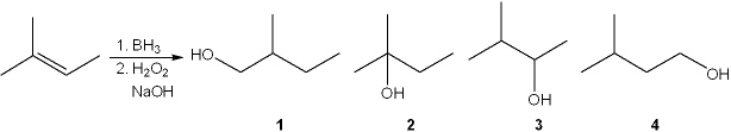 What is the major organic product obtained from the following reaction?   A)  1 B)  2 C)  3 D)  4