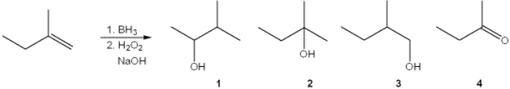 What is the major organic product obtained from the following reaction?   A)  1 B)  2 C)  3 D)  4