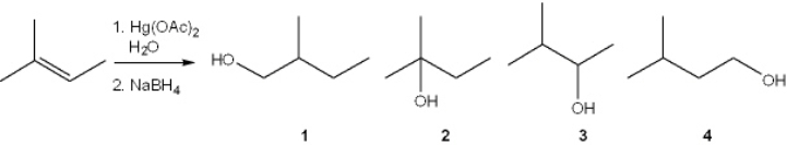 What is the major organic product obtained from the following reaction?   A)  1 B)  2 C)  3 D)  4