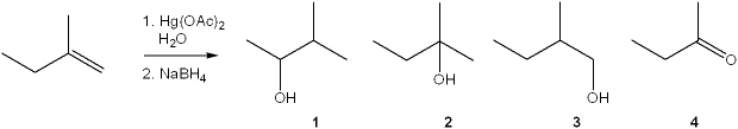 What is the major organic product obtained from the following reaction?   A)  1 B)  2 C)  3 D)  4